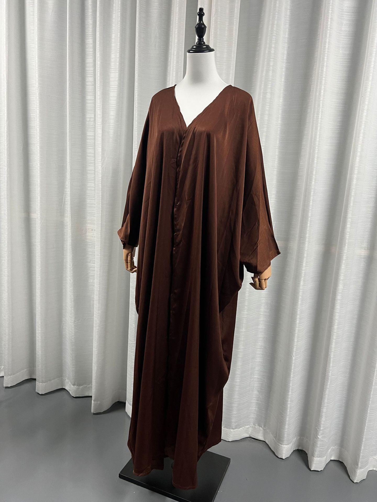 Women's Fashion European Muslim Abaya Satin Robe Q2