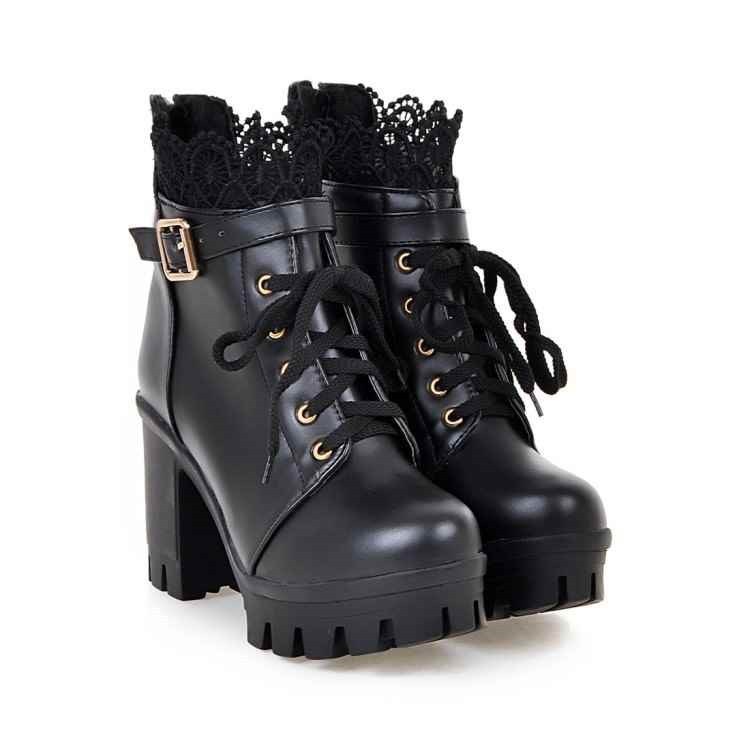 For Women, Lace-up Martens Boots With High Heels And Thick Heels Faizan Cart