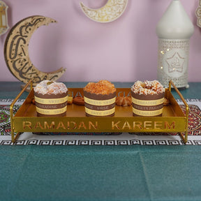 Iron Golden Tray Dessert Stand Decorative Ornament For Ramadan Festival Faizan Cart