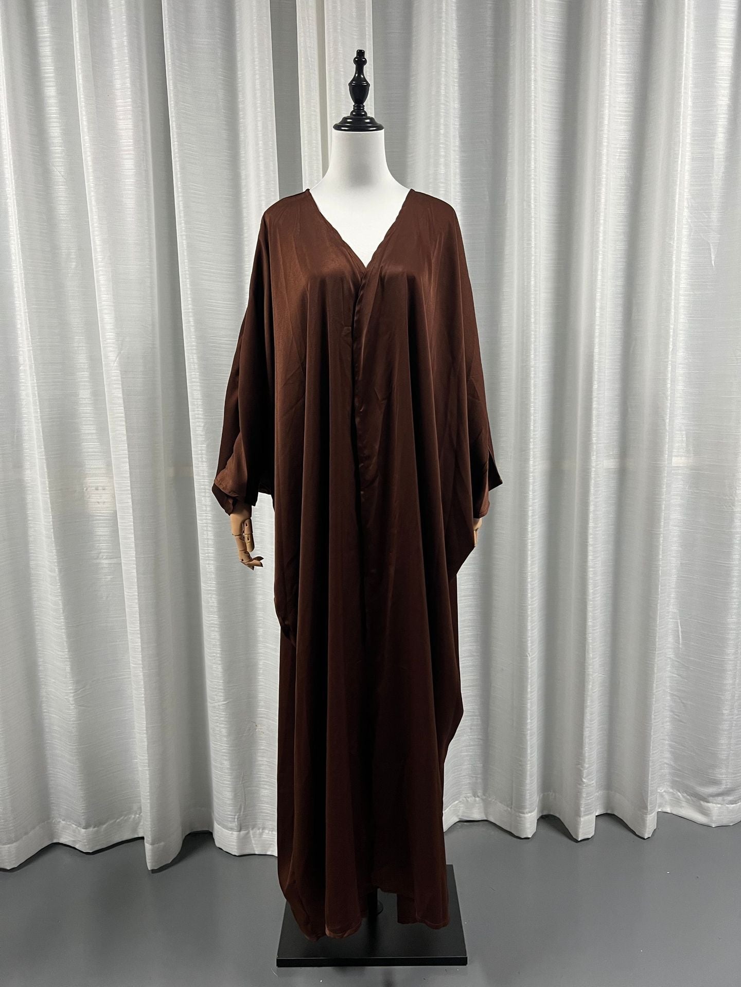 Women's Fashion European Muslim Abaya Satin Robe Q2