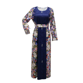 Beautiful Blue Colour Abaya Dress with Colorful Print Abaya Design Q2