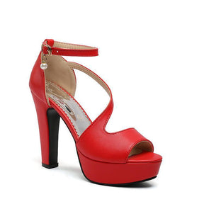 Elegant Roman Thick Heel Sandals for Women | Stylish PU Open-Toe Shoes Faizan Cart