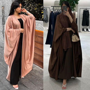 Women's Fashion European Muslim Abaya Satin Robe Q2