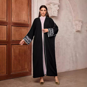 Women's Embroidery Abaya with White Designing Muslim Fashion Cardigan - Faizan Trendy Shop - Discover Unique Trends