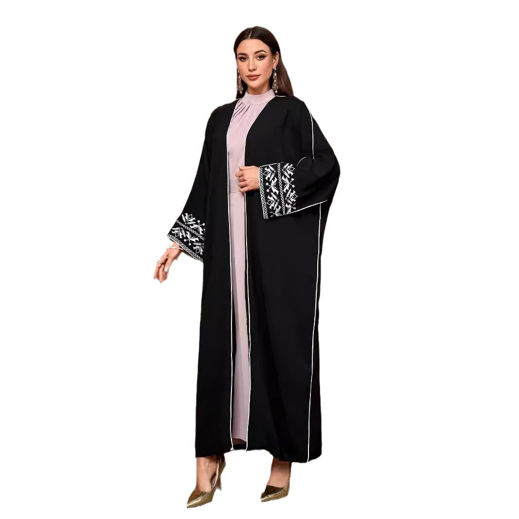 Women's Embroidery Abaya with White Designing Muslim Fashion Cardigan - Faizan Trendy Shop - Discover Unique Trends