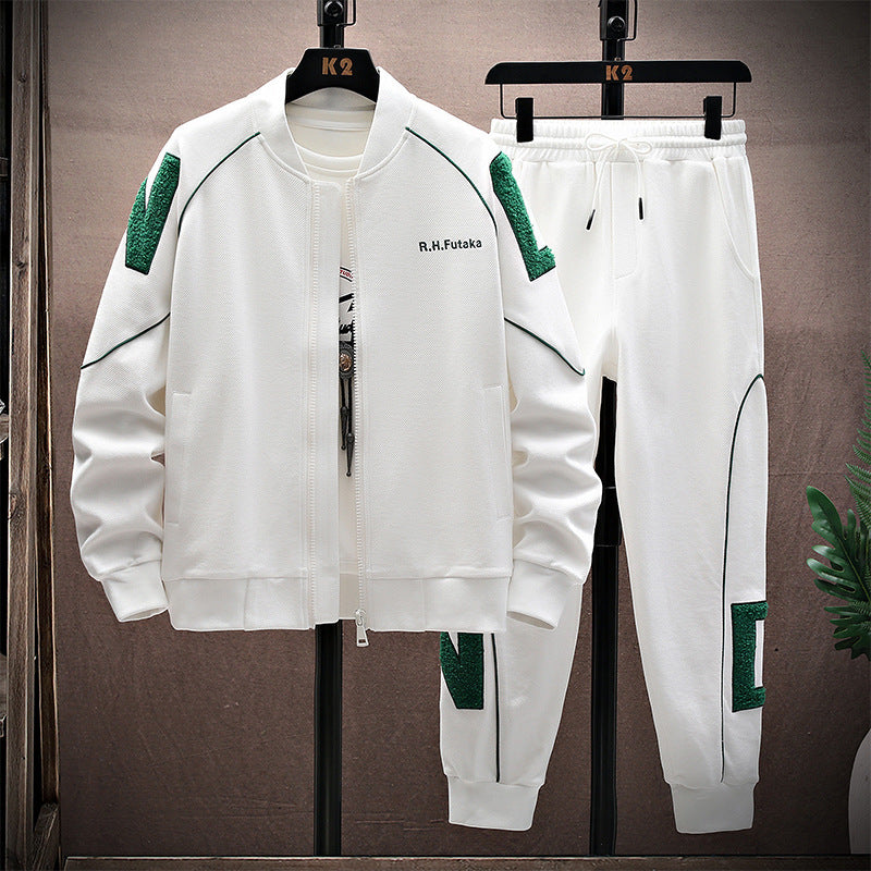 Spring And Autumn Embroidered Baseball Uniform, Guard Pants, Casual Sports Set Q2