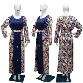 Beautiful Blue Colour Abaya Dress with Colorful Print Abaya Design Q2